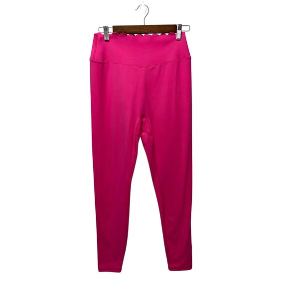 Buffbunny Women's Scalloped Legging Size XL Pink Soft Athletic Workout Ankle - Picture 1 of 6